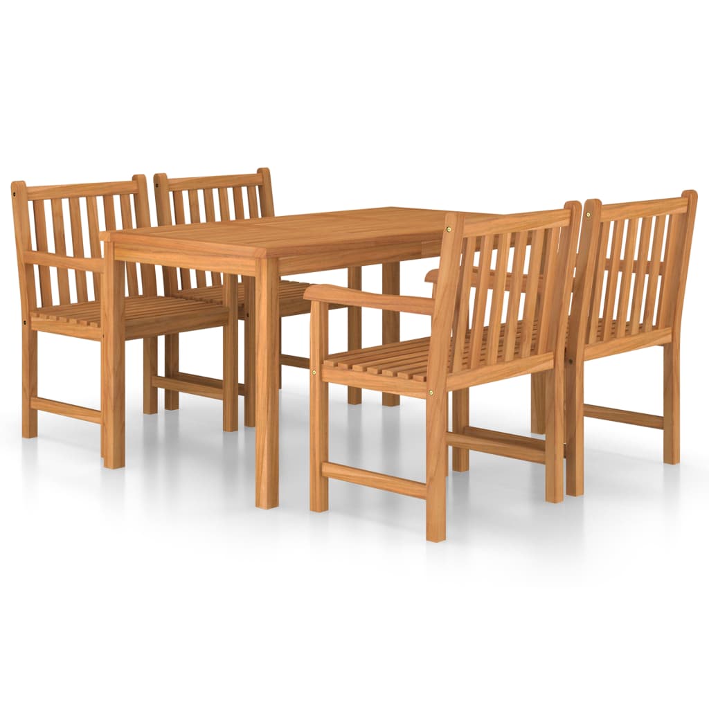 Set da pranzo da giardino 5 pz 140x80 cm in legno massello di teak | homemem39