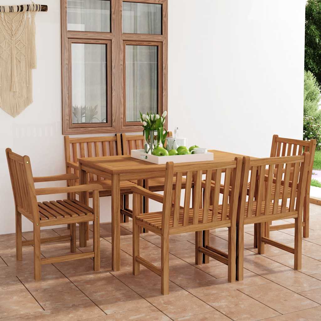 Set da pranzo da giardino 7 pz 140x80 cm in legno massello di teak