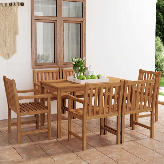 Set da pranzo da giardino 7 pz 140x80 cm in legno massello di teak
