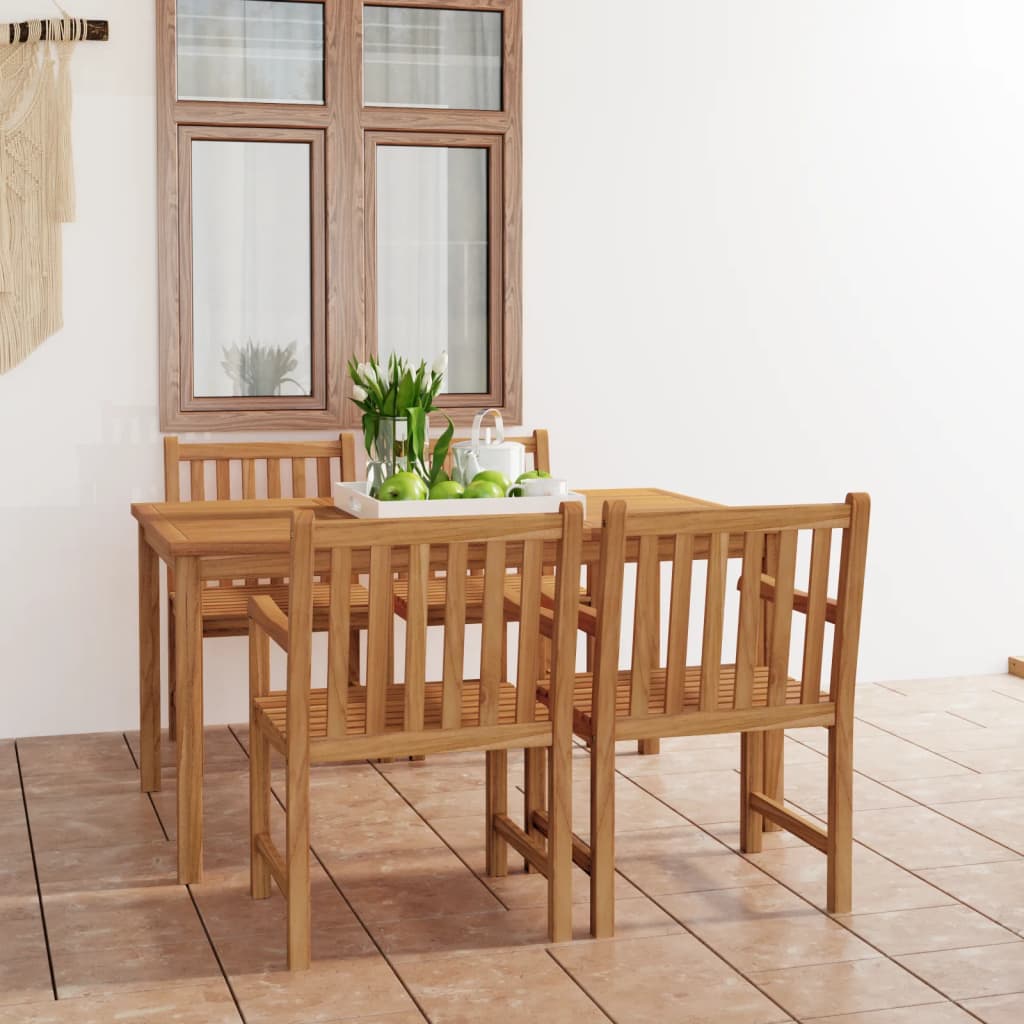 Set da pranzo da giardino 5 pz 150x90 cm in legno massello di teak | homemem39