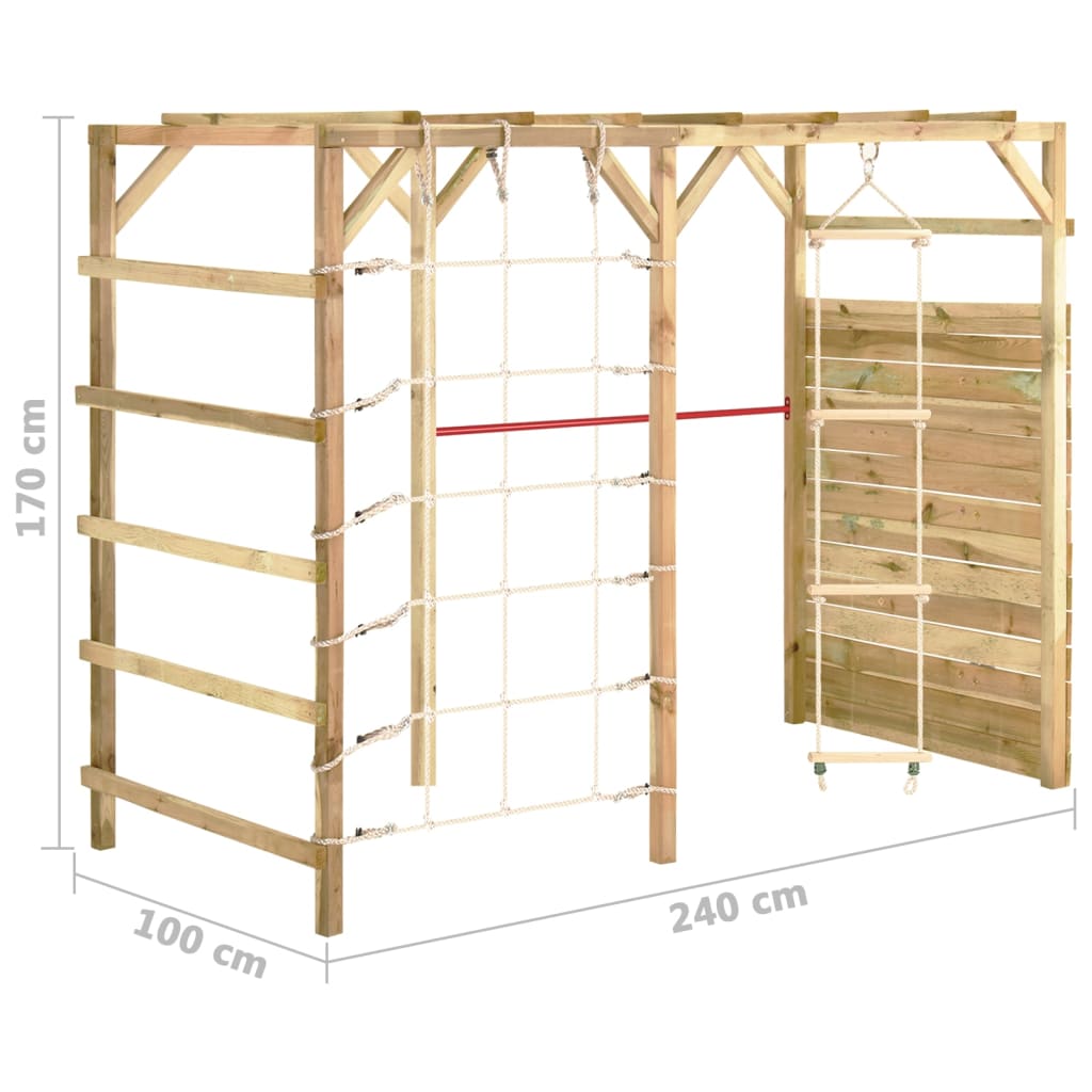 Struttura di Arrampicata 240x100x170cm Legno di Pino Impregnato - homemem39