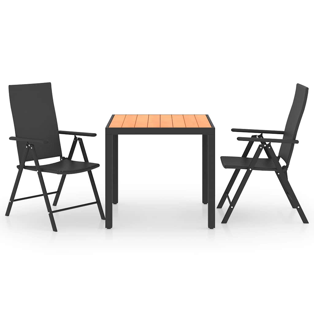 Set da Pranzo da Giardino 3 pz Nero e Marrone | homemem39