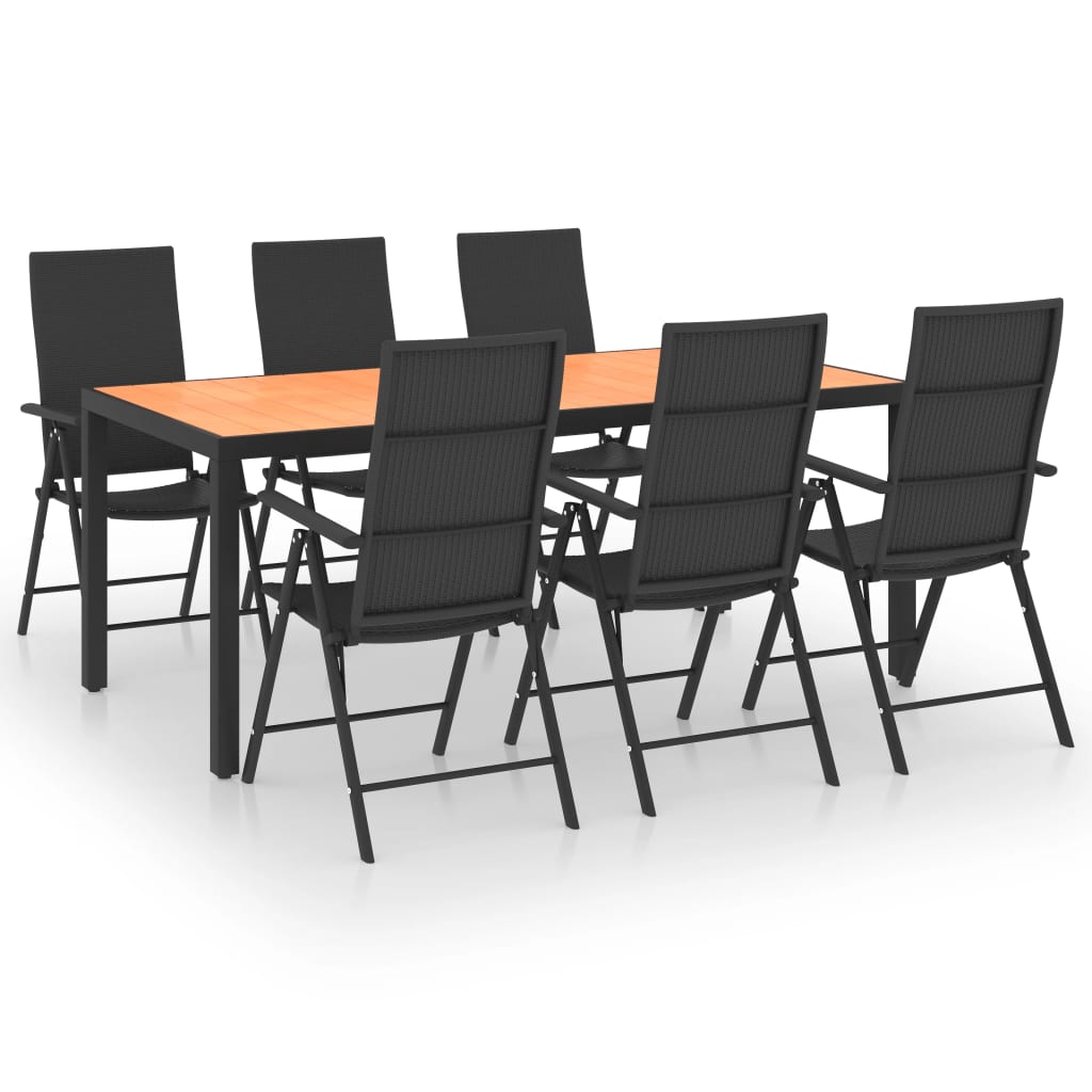 Set da Pranzo da Giardino 7 pz Nero e Marrone - homemem39