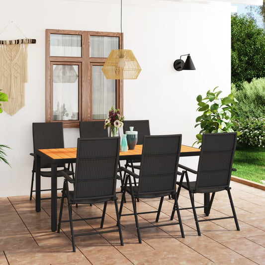 Set da Pranzo da Giardino 7 pz Nero e Marrone - homemem39