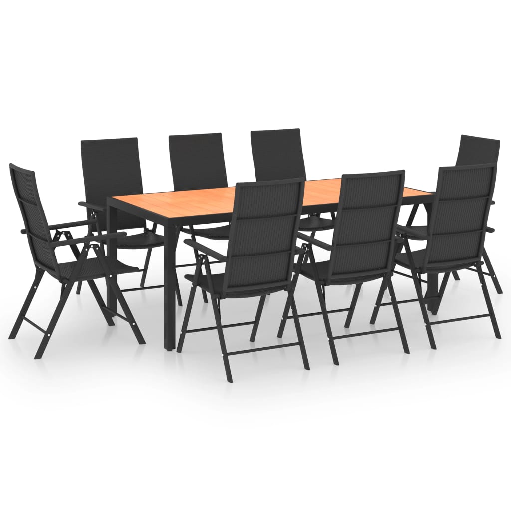 Set da Pranzo da Giardino 9 pz Nero e Marrone - homemem39