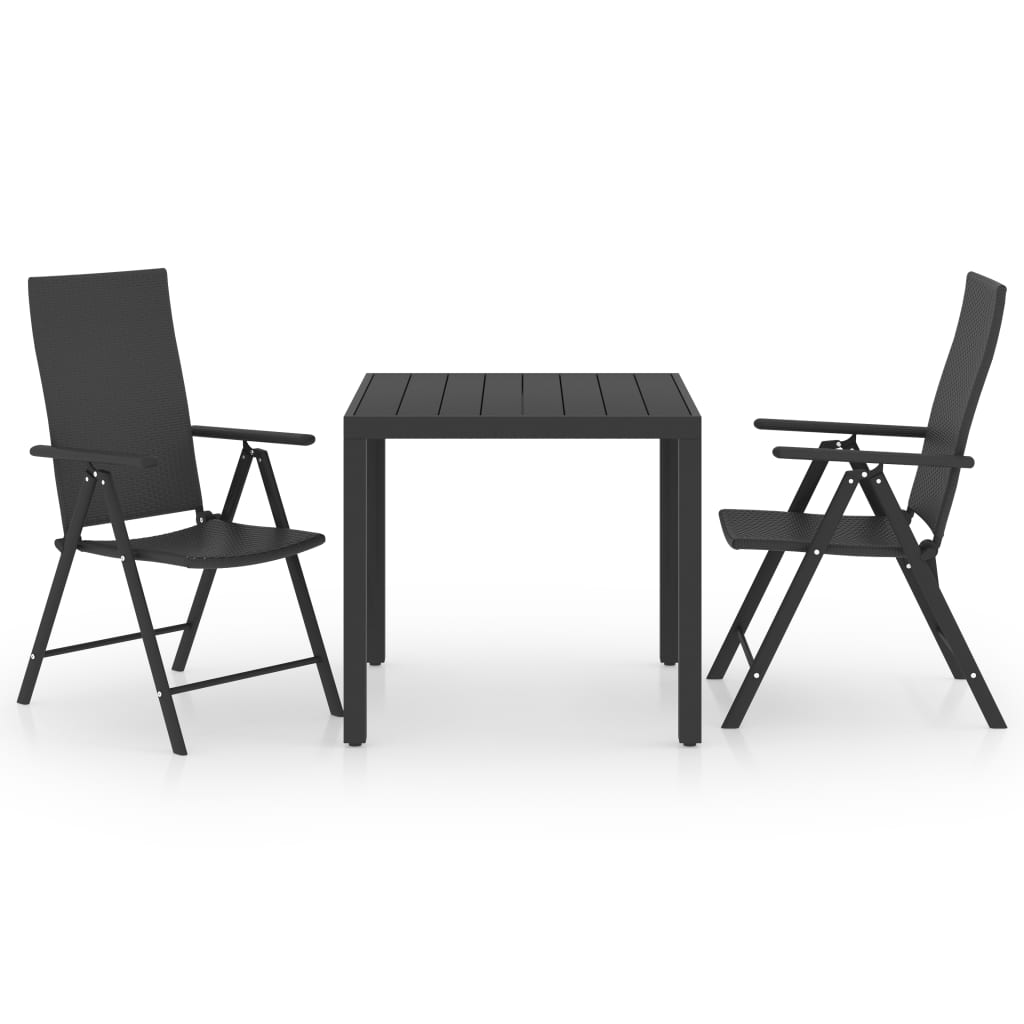 Set da Pranzo da Giardino 3 pz Nero - homemem39