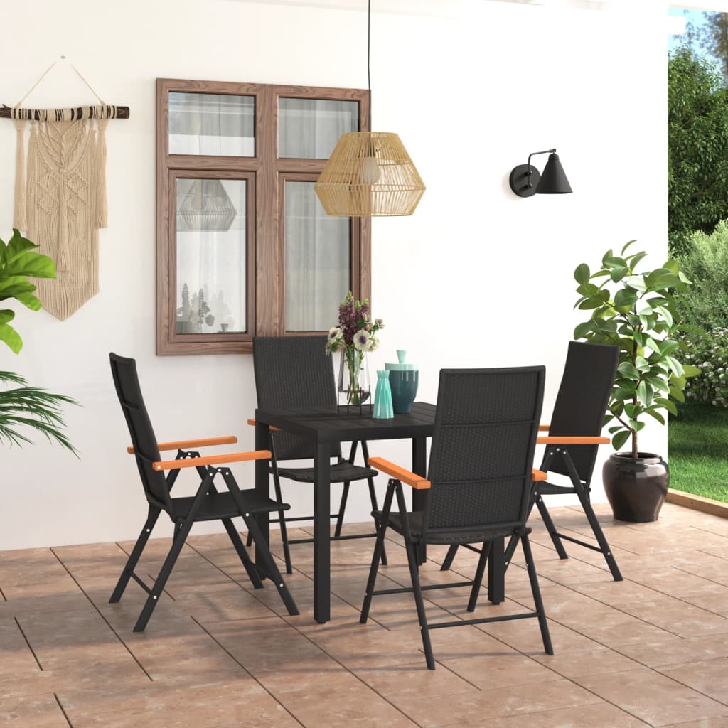 Set da Pranzo da Giardino 5 pz Nero e Marrone | homemem39