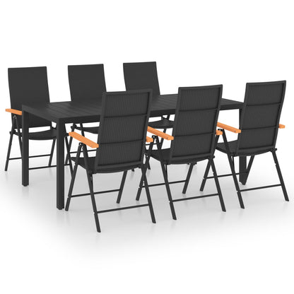 Set da Pranzo da Giardino 7 pz Nero e Marrone - homemem39