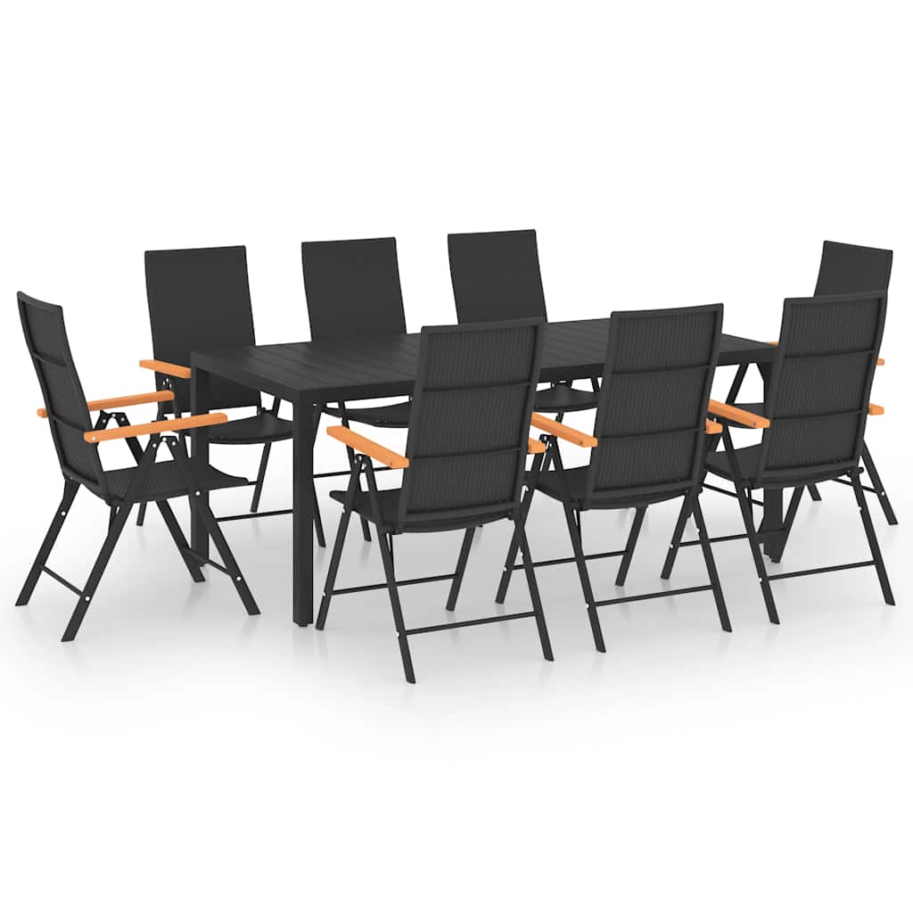 Set da Pranzo da Giardino 9 pz Nero e Marrone | homemem39
