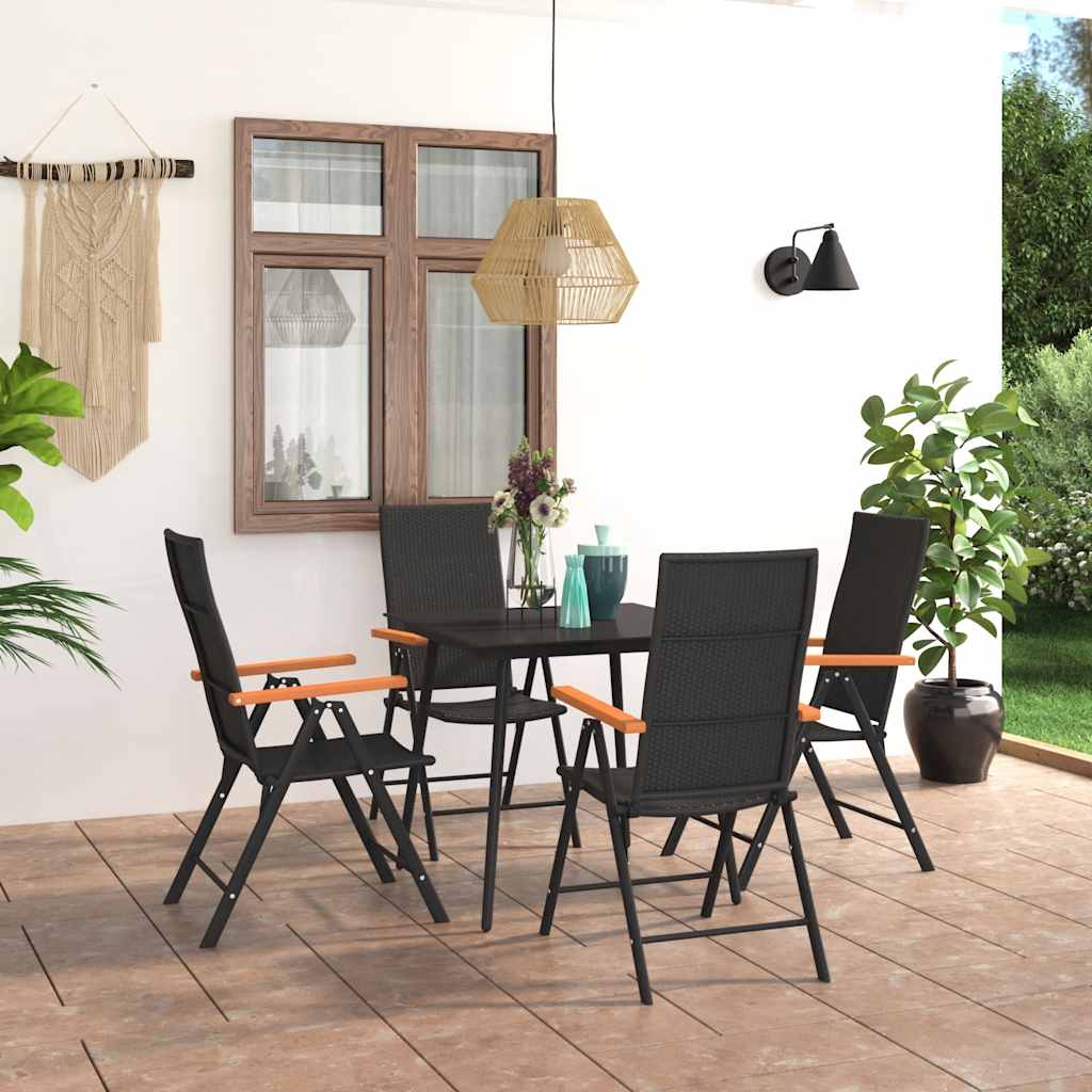 Set da Pranzo da Giardino 5 pz Nero e Marrone | homemem39