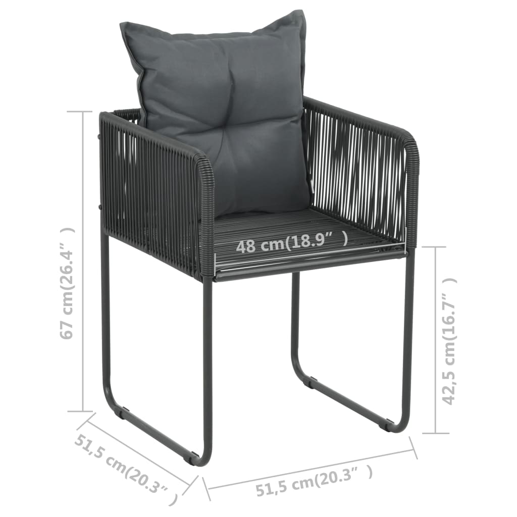 Set da Pranzo da Giardino 3 pz in Rattan PVC Nero - homemem39