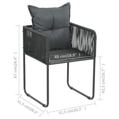 Set da Pranzo da Giardino 3 pz in Rattan PVC Nero - homemem39