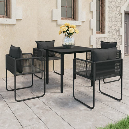 Set da Pranzo da Giardino 5 pz in Rattan PVC Nero - homemem39