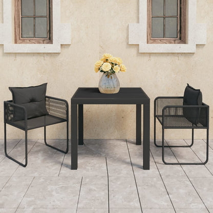 Set da Pranzo da Giardino 3 pz in Rattan PVC Nero - homemem39