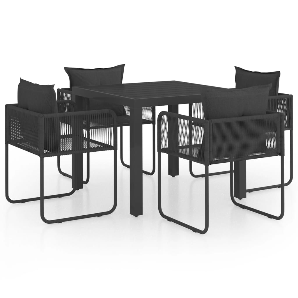 Set da Pranzo da Giardino 5 pz in Rattan PVC Nero