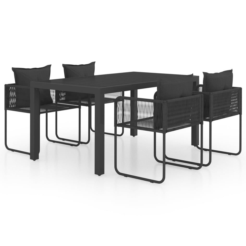 Set da Pranzo da Giardino 5 pz in Rattan PVC Nero - homemem39