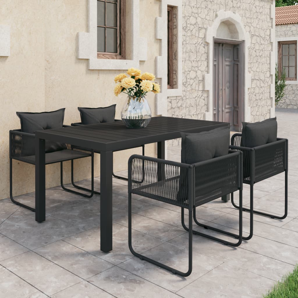 Set da Pranzo da Giardino 5 pz in Rattan PVC Nero - homemem39