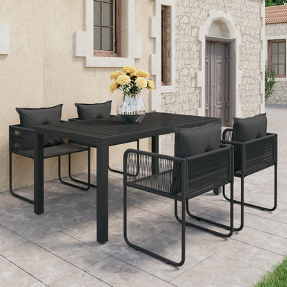 Set da Pranzo da Giardino 5 pz in Rattan PVC Nero - homemem39