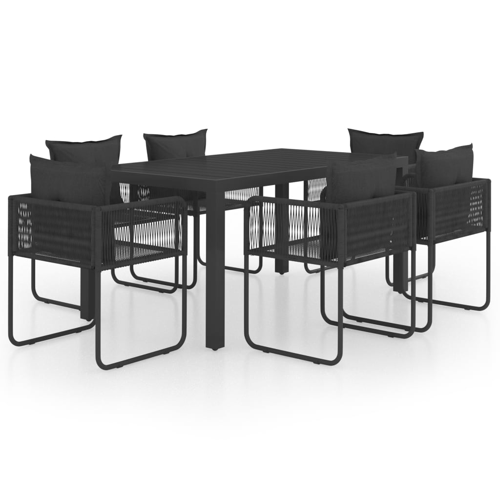Set da Pranzo da Giardino 7 pz in Rattan PVC Nero - homemem39