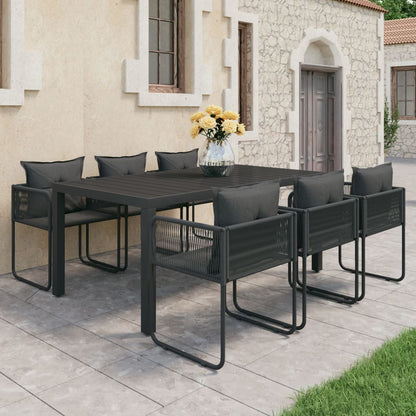 Set da Pranzo da Giardino 7 pz in Rattan PVC Nero - homemem39
