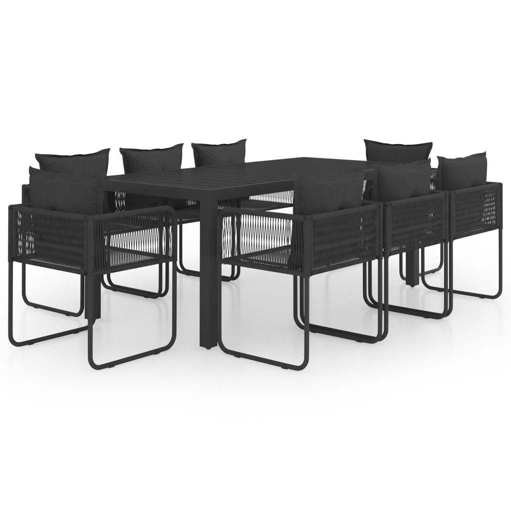 Set da Pranzo da Giardino 9 pz in Rattan PVC Nero - homemem39