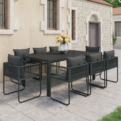 Set da Pranzo da Giardino 9 pz in Rattan PVC Nero - homemem39