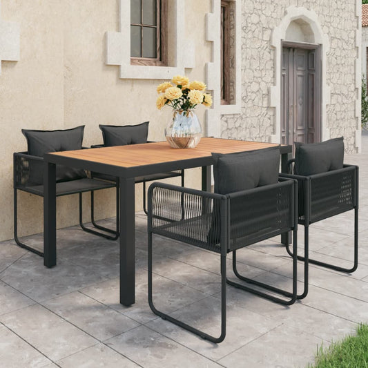 Set da Pranzo da Giardino 5 pz in Rattan PVC Nero e Marrone - homemem39