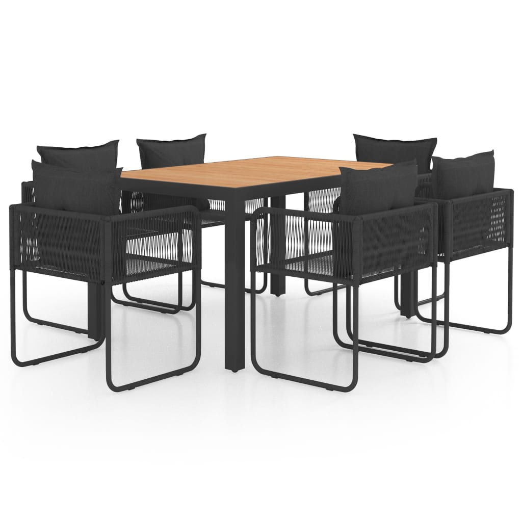Set da Pranzo da Giardino 7 pz in Rattan PVC Nero e Marrone - homemem39