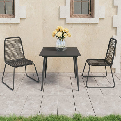 Set da Pranzo da Giardino 3 pz in Rattan PVC Nero - homemem39