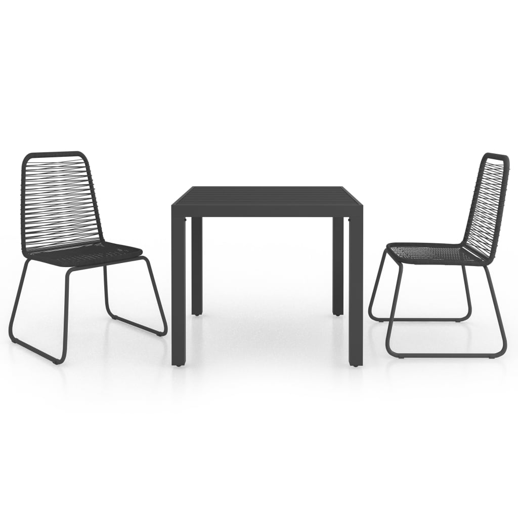 Set da Pranzo da Giardino 3 pz in Rattan PVC Nero - homemem39