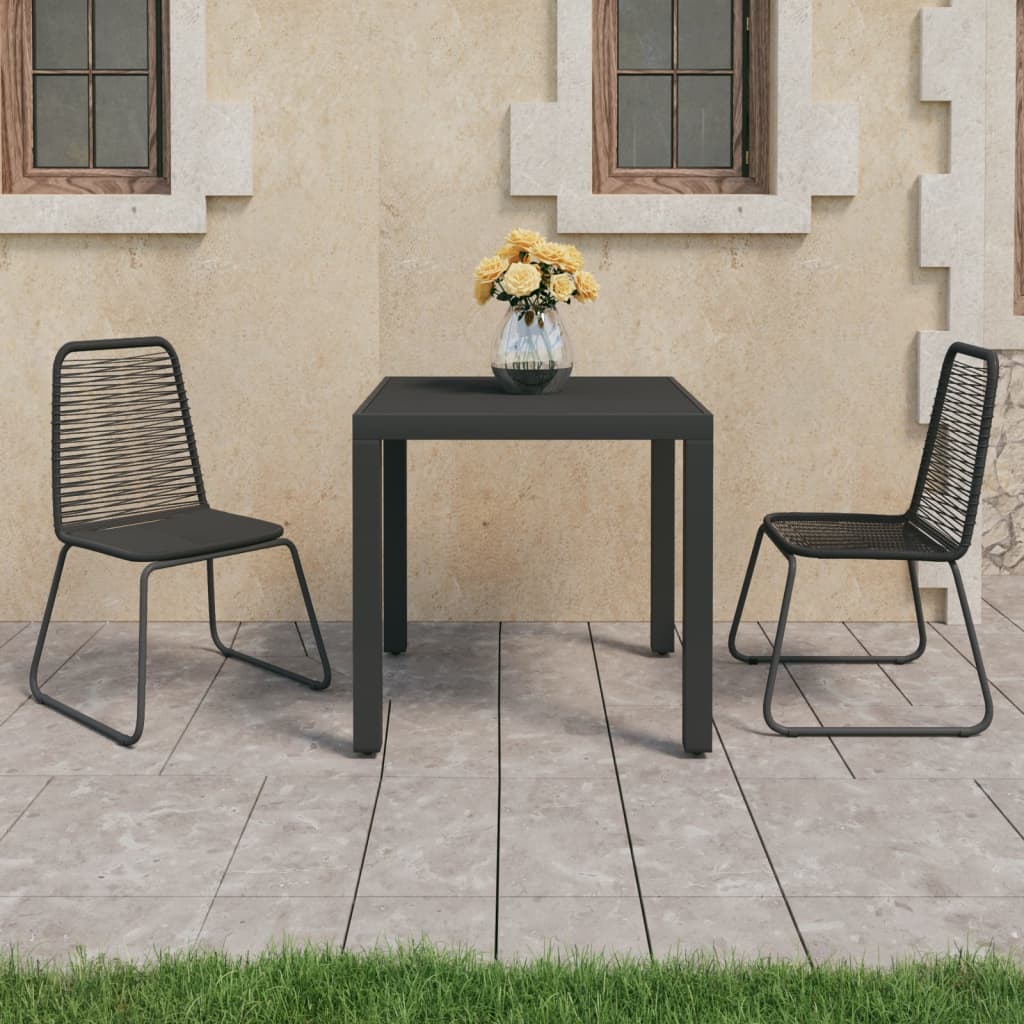 Set da Pranzo da Giardino 3 pz in Rattan PVC Nero - homemem39
