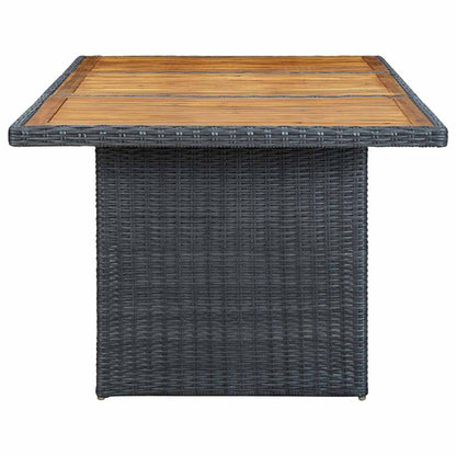 Set da Pranzo Giardino 9 pz con Cuscini Polyrattan Grigio Scuro