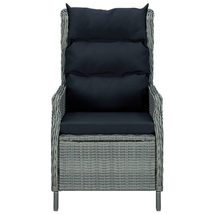 Set Pranzo da Giardino 7pz con Cuscini Polyrattan Grigio Chiaro