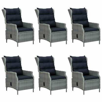 Set Pranzo da Giardino 7pz con Cuscini Polyrattan Grigio Chiaro