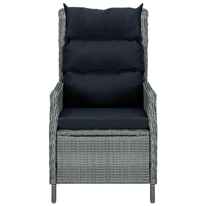 Set Pranzo da Giardino 7pz con Cuscini Polyrattan Grigio Chiaro