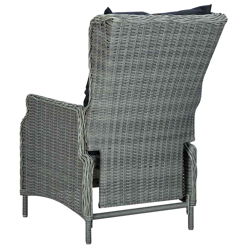 Set Pranzo da Giardino 7pz con Cuscini Polyrattan Grigio Chiaro