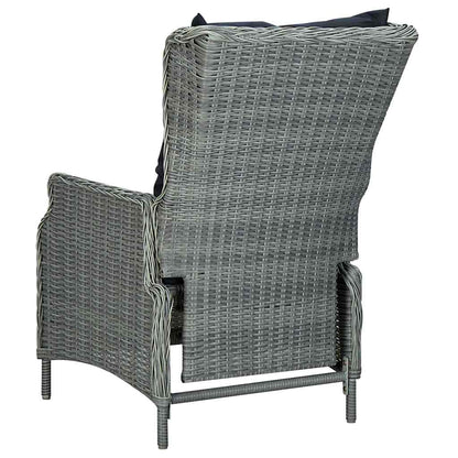 Set Pranzo da Giardino 7pz con Cuscini Polyrattan Grigio Chiaro