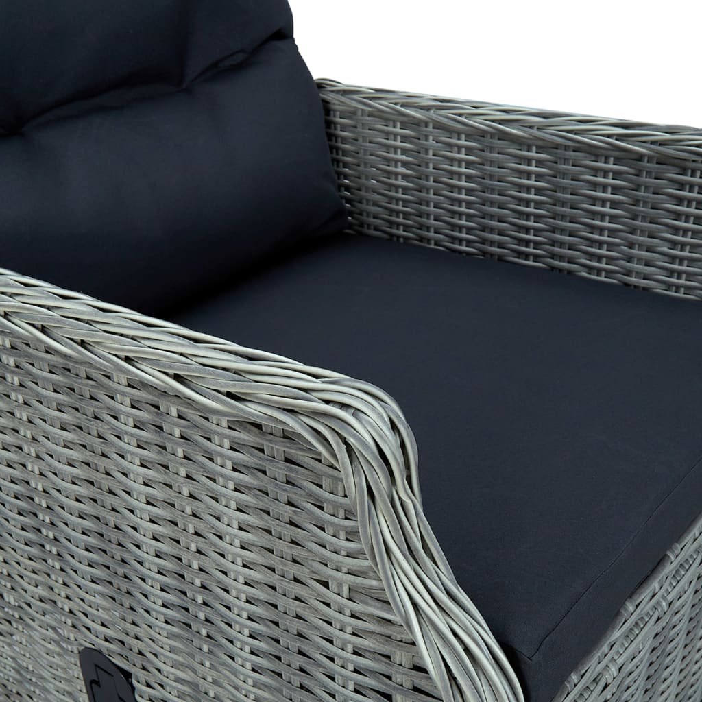 Set Pranzo da Giardino 7pz con Cuscini Polyrattan Grigio Chiaro | homemem39