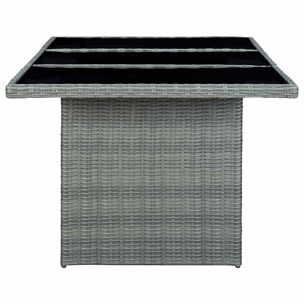Set Pranzo da Giardino 9pz con Cuscini Polyrattan Grigio Chiaro
