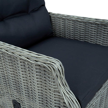 Set Pranzo da Giardino 9pz con Cuscini Polyrattan Grigio Chiaro | homemem39
