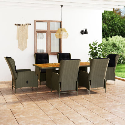 Set da Pranzo da Giardino 7 pz con Cuscini in Polyrattan Marrone | homemem39