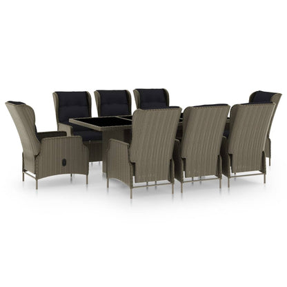 Set da Pranzo da Giardino 9 pz con Cuscini in Polyrattan Marrone | homemem39