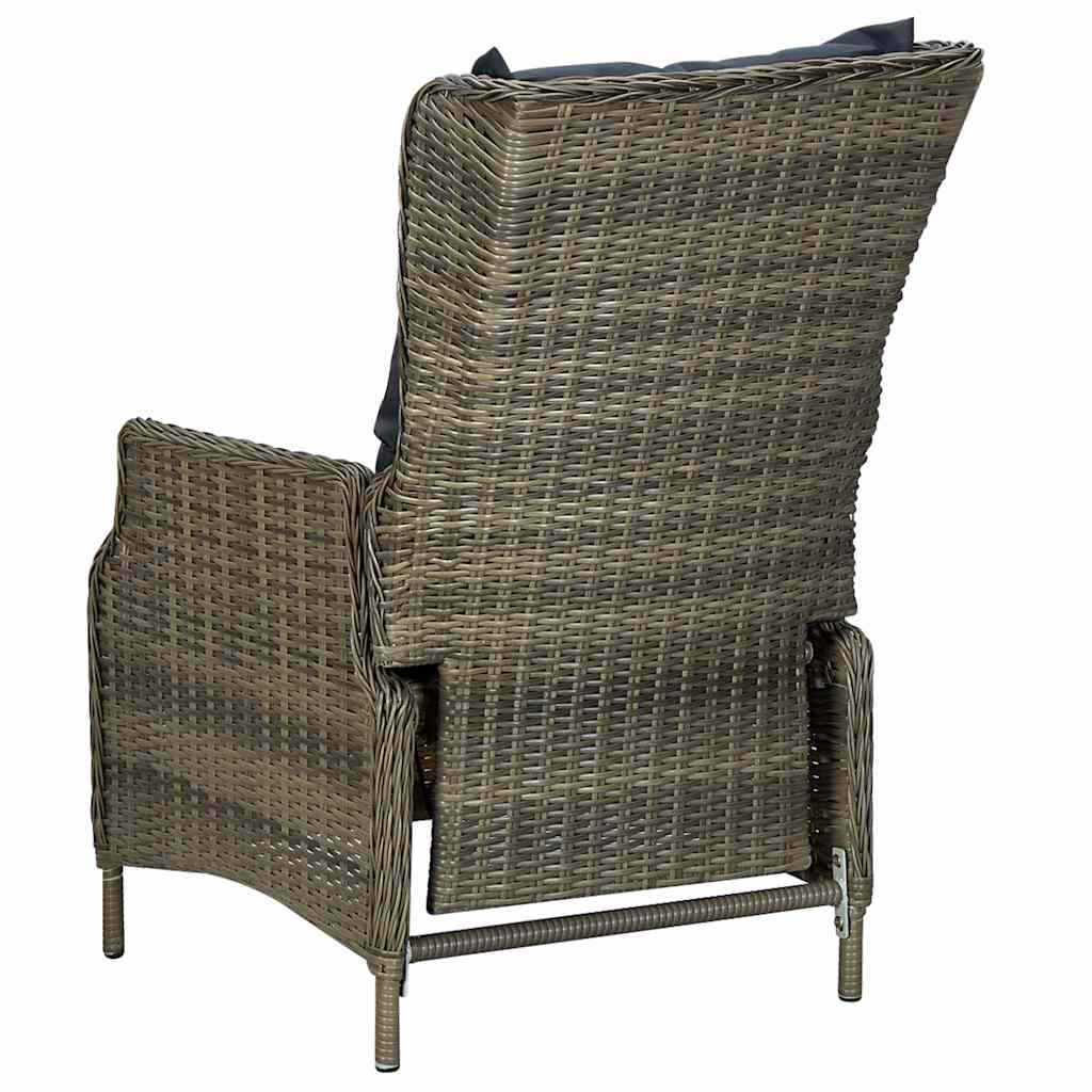 Set da Pranzo da Giardino 9 pz con Cuscini Polyrattan Marrone