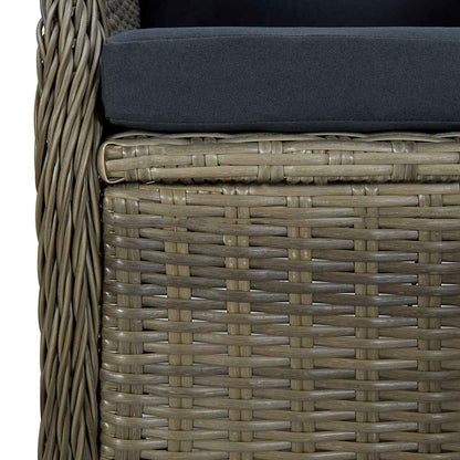 Set da Pranzo da Giardino 9 pz con Cuscini Polyrattan Marrone