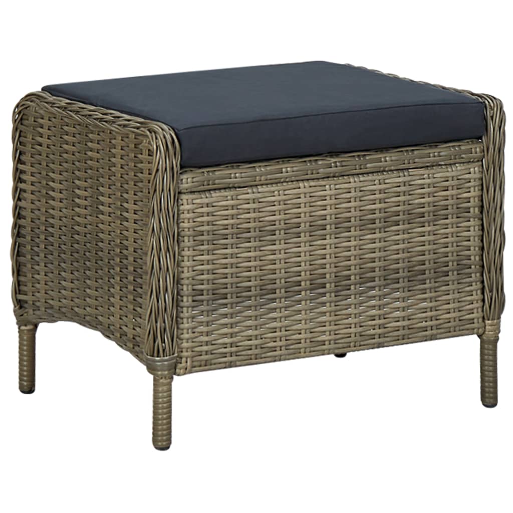 Set Divani da Giardino 3 pz con Cuscini in Polyrattan Marrone