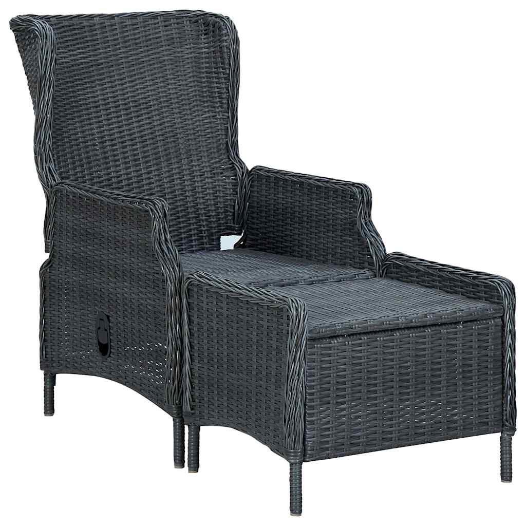Set da Pranzo da Giardino 9pz e Cuscini Polyrattan Grigio Scuro