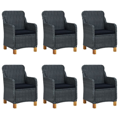 Set Pranzo da Giardino 7 pz con Cuscini Polyrattan Grigio Scuro | homemem39
