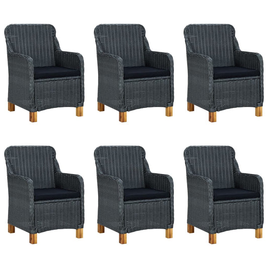 Set Pranzo da Giardino 7 pz con Cuscini Polyrattan Grigio Scuro - homemem39