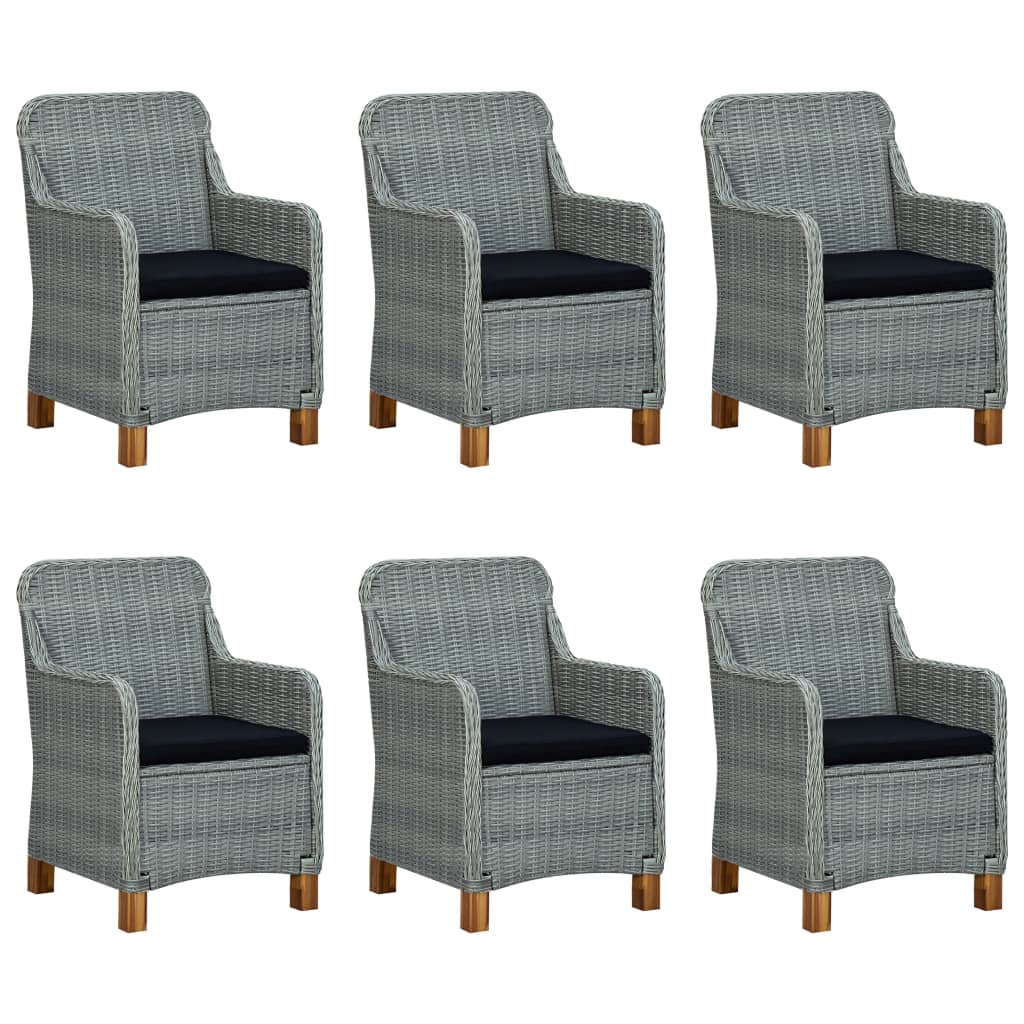 Set Pranzo da Giardino 7pz con Cuscini Polyrattan Grigio Chiaro | homemem39