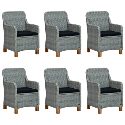 Set Pranzo da Giardino 7pz con Cuscini Polyrattan Grigio Chiaro | homemem39